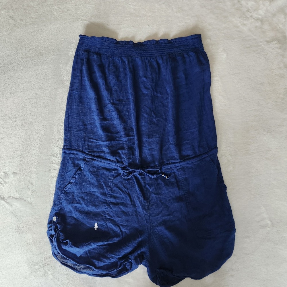 Polo Ralph Lauren Romper‎ Cover up Blue Pony Sz. Medium Cotton